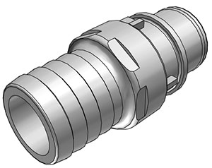 Straight, Thumb Latch - HFC Series Male to Tube Fitment 19,0mm (3/4") ID, PP (Polypropylene) Grey, 1/2" Flow