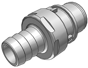 Straight, Thumb Latch - HFC Series Male to Tube Fitment 12,7mm (1/2") ID, PP (Polypropylene) Grey, 1/2" Flow
