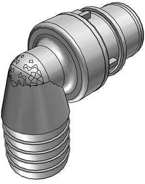 Elbow, Thumb Latch - HFC Series Male to Tube Fitment 19,0mm (3/4") ID, PP (Polypropylene) Grey, 1/2" Flow