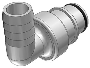 Elbow, Thumb Latch - HFC Series Male to Tube Fitment 12,7mm (1/2") ID, PSU (Polysulfone) White, 1/2" Flow