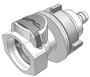 Panel Mount, Thumb Latch - HFC Series Female to Tube Fitment 9,5mm (3/8") ID, PSU (Polysulfone) White, 1/2" Flow, Plastic Latch