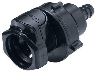 Panel Mount, Thumb Latch - HFC Series Female to Tube Fitment 9,5mm (3/8") ID, PSU (Polysulfone) - UV Resistant Black, 1/2" Flow, Plastic Latch