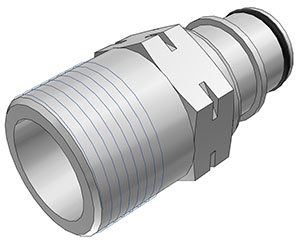 Straight, Thumb Latch - HFC Series Male to BSPT 3/4", PSU (Polysulfone) White, 1/2" Flow