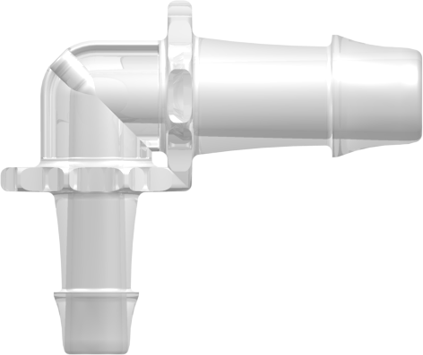 L-Reducer, 500 Series Barb 9,5mm (3/8") ID to 500 Series Barb 6,4mm (1/4") ID, PP (Polypropylene) - Animal Free Natural