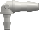 L-Reducer, 200 Series Barb 2,4mm (3/32") ID to 200 Series Barb 1,6mm (1/16") ID, PA (Polyamide) White