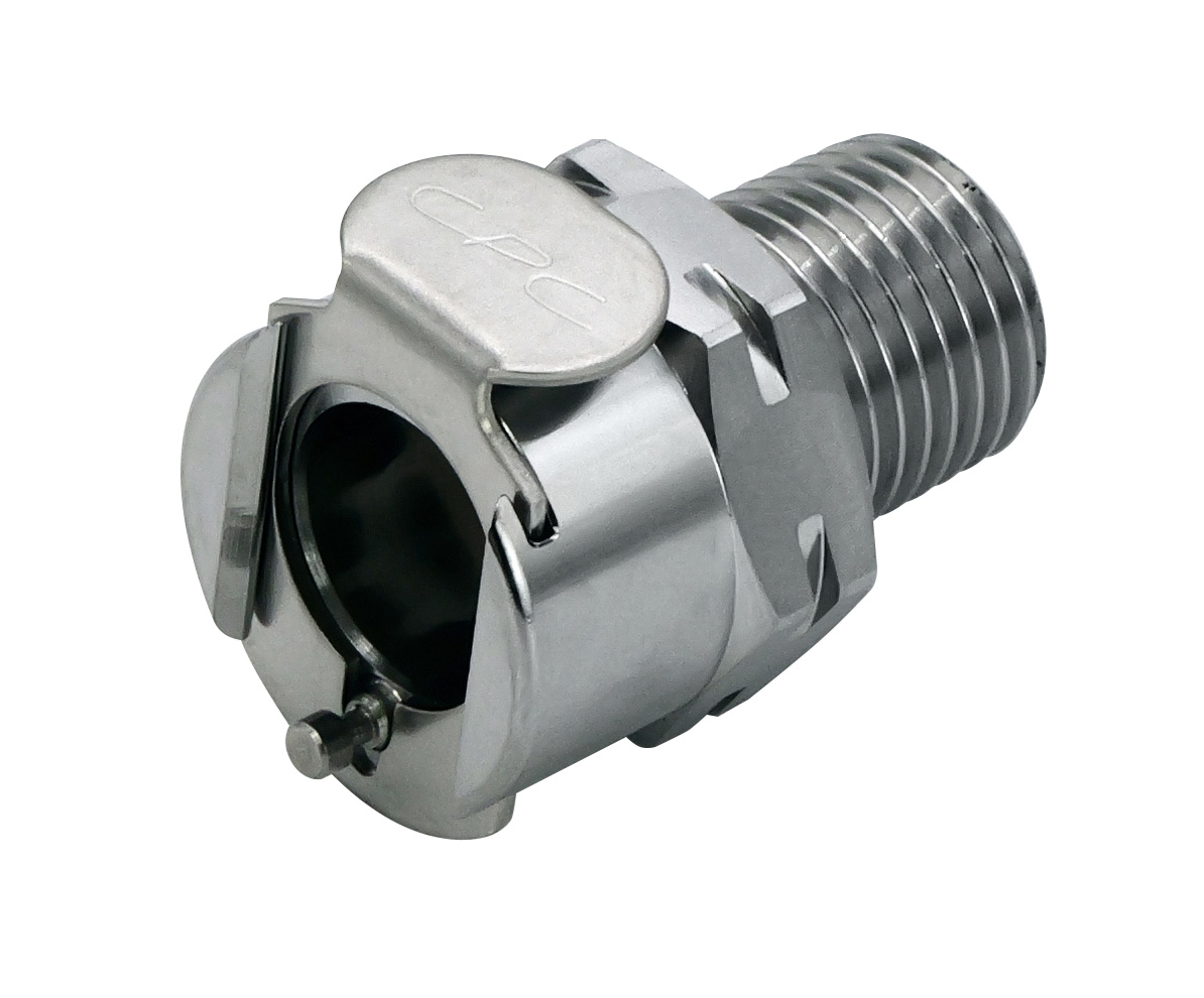 Straight, Thumb Latch - PLC/LC Series Female to BSPT 1/4", Chrome Plated Brass, 1/4" Flow, Metal Latch