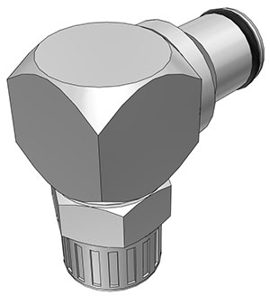 Elbow, Thumb Latch - PLC/LC Series Male to PTF (Push to Fit) 9,5mm (3/8") OD, Chrome Plated Brass, 1/4" Flow