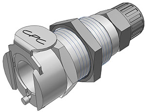 Panel Mount, Thumb Latch - PLC/LC Series Female to PTF (Push to Fit) 9,5mm (3/8") OD, Chrome Plated Brass, 1/4" Flow, Metal Latch
