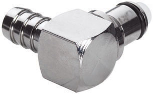 Elbow, Thumb Latch - PLC/LC Series Male to Tube Fitment 9,5mm (3/8") ID, Chrome Plated Brass, 1/4" Flow