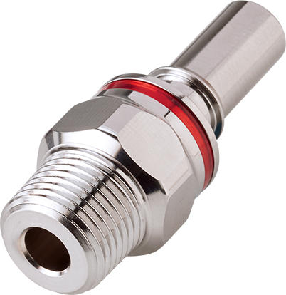 Straight, Thumb Latch - LQ4 Non-Spill Series Male to NPT 3/8", Chrome Plated Brass Red, 1/4" Flow