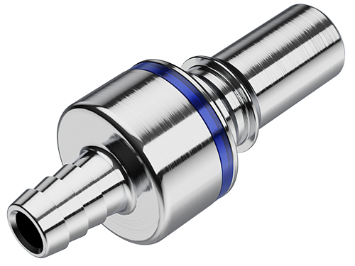 Straight, Thumb Latch - LQ6 Non-Spill Series Male to Tube Fitment 9,5mm (3/8") ID, Chrome Plated Brass Blue, 3/8" Flow