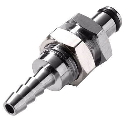 Panel Mount, Thumb Latch - PMC/MC Series Male to Tube Fitment 4,8mm (3/16") ID, Chrome Plated Brass, 1/8" Flow
