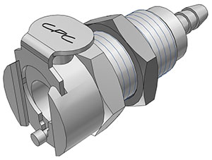 Panel Mount, Thumb Latch - PMC/MC Series Female to Tube Fitment 3,2mm (1/8") ID, Chrome Plated Brass, 1/8" Flow, Metal Latch