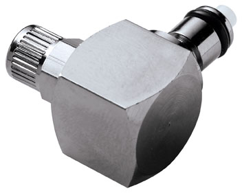 Elbow, Thumb Latch - PMC/MC Series Male to PTF (Push to Fit) 4,0mm (5/32") OD, Chrome Plated Brass, 1/8" Flow