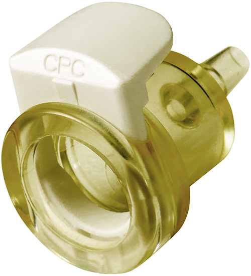Straight, Thumb Latch - MPC Female to Tube Fitment 3,2mm (1/8") ID, PC (Polycarbonate) Purple Tint, Plastic Latch