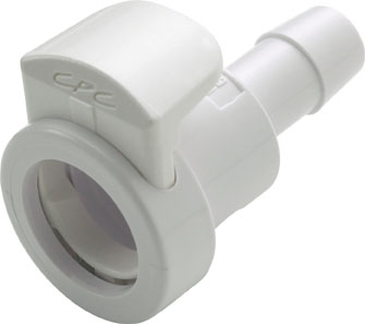 Straight, Thumb Latch - MPC Female to Tube Fitment 6,4mm (1/4") ID, ABS (Acrylonitrile butadiene styrene) White, Plastic Latch