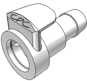 Straight, Thumb Latch - MPC Female to Tube Fitment 9,5mm (3/8") ID, ABS (Acrylonitrile butadiene styrene) White, Plastic Latch