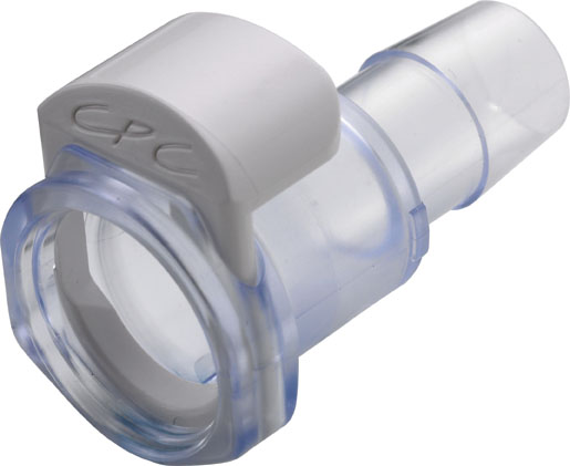 Straight, Thumb Latch - MPX Female to Tube Fitment 12,7mm (1/2") ID, PC (Polycarbonate) Purple Tint, Plastic Latch