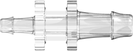Straight Reducer, 500 Series Barb 4,0mm (5/32") ID to 500 Series Barb 2,4mm (3/32") ID, PC (Polycarbonate) Clear