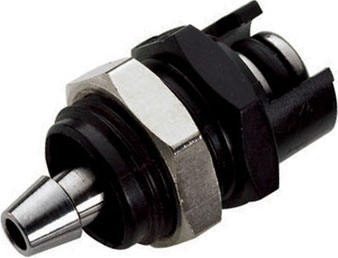 Panel Mount, Quarter Turn - SMC Series Male to Tube Fitment 3,2mm (1/8") ID, Chrome Plated Brass Black,