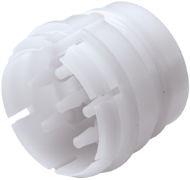 Straight, Thumb Latch - 6-Tube System Male to Tube Fitment 3,0mm (.118") ID, Acetal White, With Female Fitting Bodies