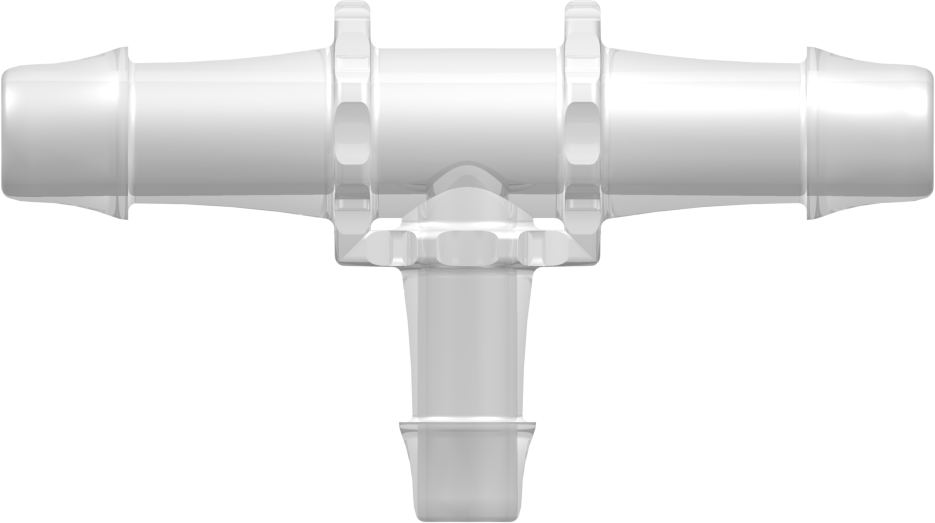 T-Reducer, 500 Series Barb 12,7mm (1/2") ID to 500 Series Barb 9,5mm (3/8") ID, PP (Polypropylene) - Animal Free Natural