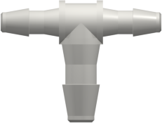 T-Reducer, 200 Series Barb 2,4mm (3/32") ID to 200 Series Barb 3,2mm (1/8") ID, PA (Polyamide) White