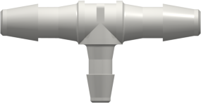 T-Reducer, 200 Series Barb 3,2mm (1/8") ID to 200 Series Barb 2,4mm (3/32") ID, PA (Polyamide) White