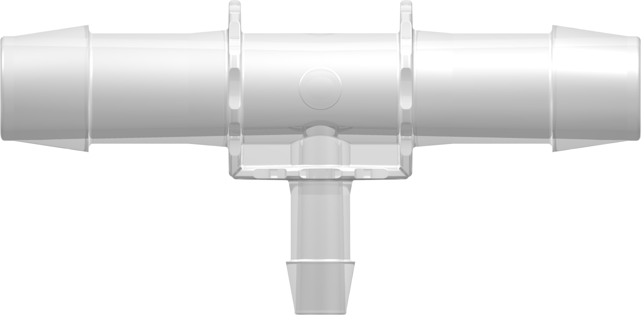 T-Reducer, 600 Series Barb 19,0mm (3/4") ID to 600 Series Barb 9,5mm (3/8") ID, PP (Polypropylene) - Animal Free Natural