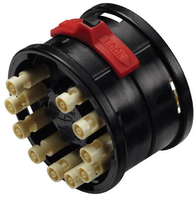 Straight, Thumb Latch - 10-Tube System Set (Male + Female) to Tube Fitment 1,6mm (1/16") ID, PP (Polypropylene) Black, Plastic Latch