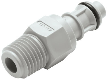 Straight, Thumb Latch - EFC Series Male to NPT 1/4", PP (Polypropylene) Grey, 9/32" Flow